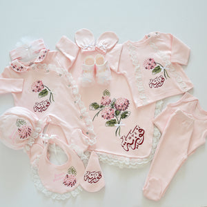 Flower Garden Baby Girl Soft Cotton Set- Personalised Baby Set