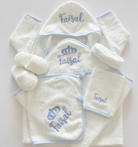 Personalised Prince Baby Boy Bathrobe Set