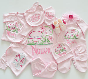 Turtle Embroidery Baby Set - Personalised Baby Set