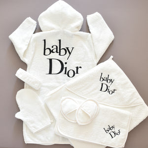 Baby Dior Hooded Bathrobe Set