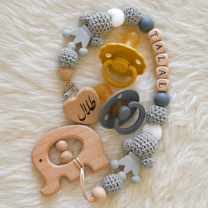 Baby Elephant Personalised Pacifier Clip - Tianoor 