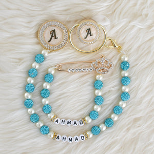 Initial Crystal Glam Pacifier & Personalised Clip Set - Tianoor