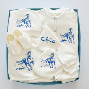 Arabian Horse Baby Boy Coming Home Embroidered Set