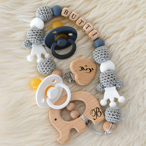 Baby Elephant Personalised Pacifier Clip - Tianoor