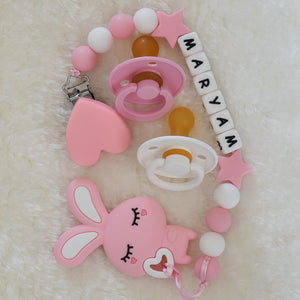 Cute Bunny Personalised Pacifier Clip