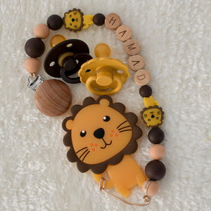 Cute Lion Personalised Pacifier Clip and Pacifiers - Tianoor