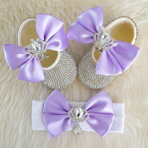 Double Bow Swarovski Baby Girl Shoes - Tianoor