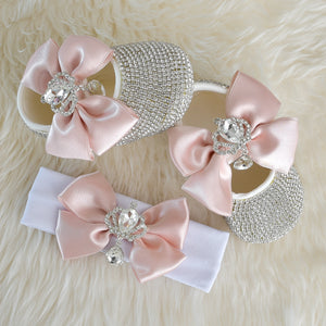 Double Bow Swarovski Baby Girl Shoes - Tianoor