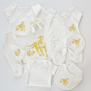 Arabian Horse Baby Boy Coming Home Embroidered Set - Tianoor
