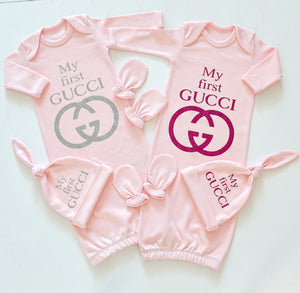 My First Gucci Baby Gown with Knotted Hat – Tianoor