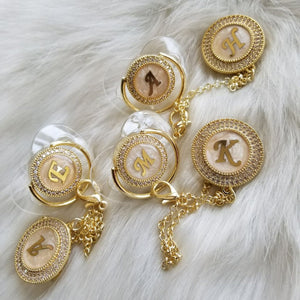 Baby Initial Crystal Glam Pacifier & Clip Set - Tianoor
