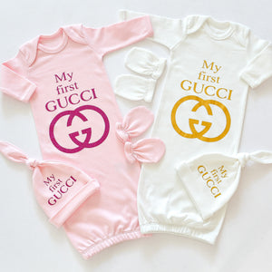 My First Gucci Baby Gown with Knotted Hat – Tianoor